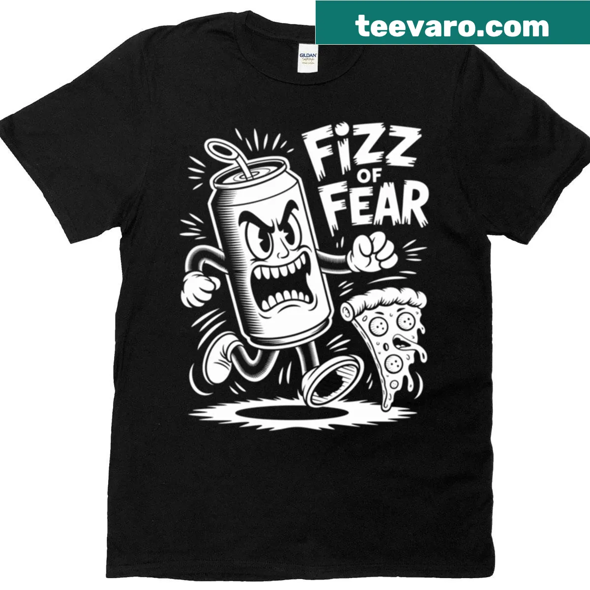 Minimalist T-shirt featuring the phrase 'Fizz Of Fea' in bold typography — on a men's t-shirt
