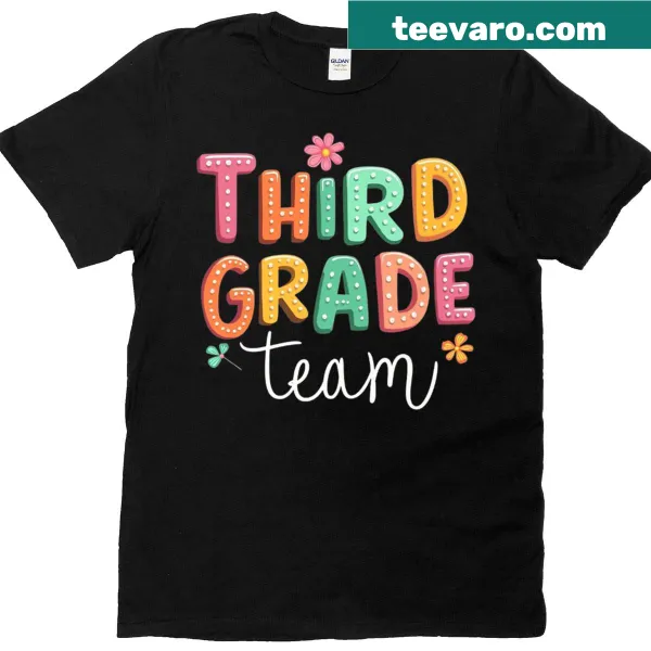 Third grade teacher t-shirt with playful typography for back to school