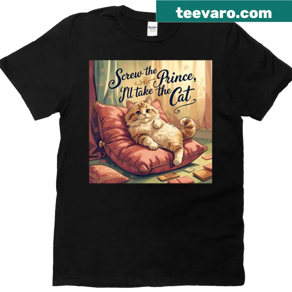 T-shirt featuring funny illustrations of various cats