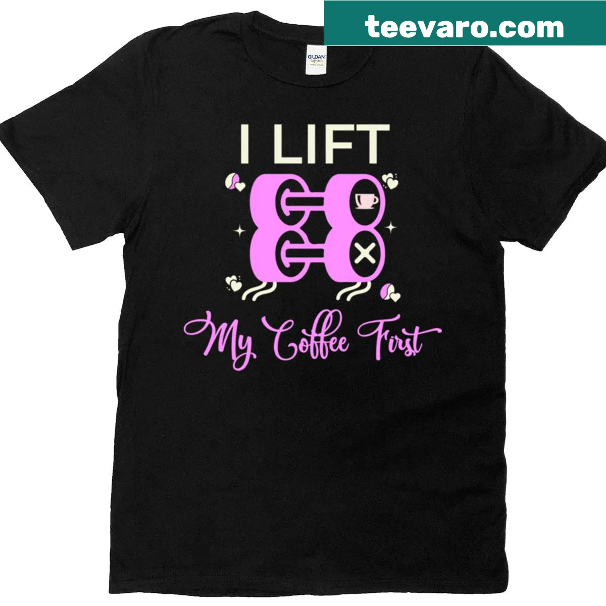 Coffee workout I lift my coffee first quote shirt — on a men's t-shirt