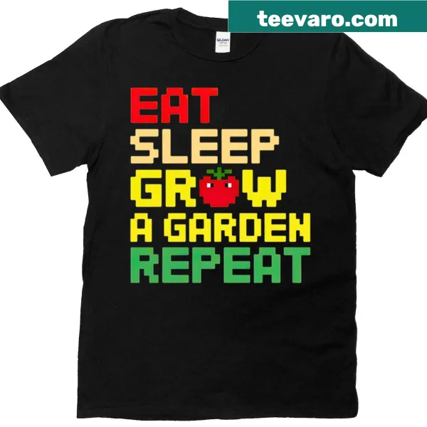 Text design with 'Eat Sleep Grow A Garden Repeat' for gamers