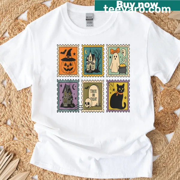 Funny spooky ghosts T-shirt with bows and retro design