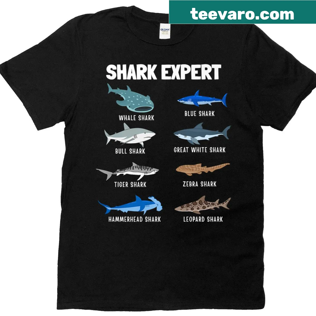 Shark expert graphic on an educational t-shirt — on a men's t-shirt