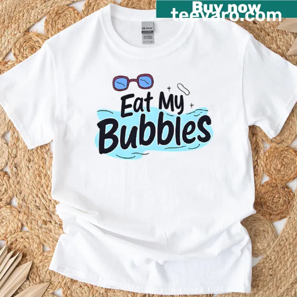 T-shirt featuring the saying 'Eat My Bubbles' for swim teams