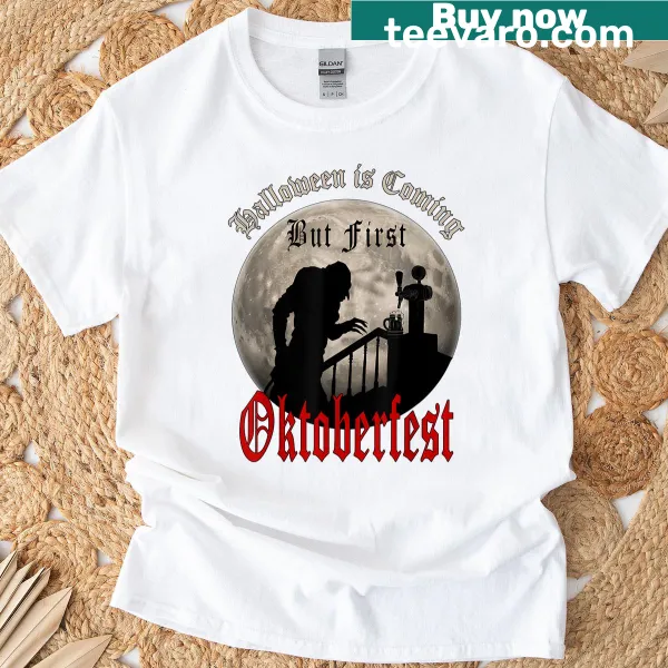 Humorous Count Dracula enjoying a beer graphic t-shirt