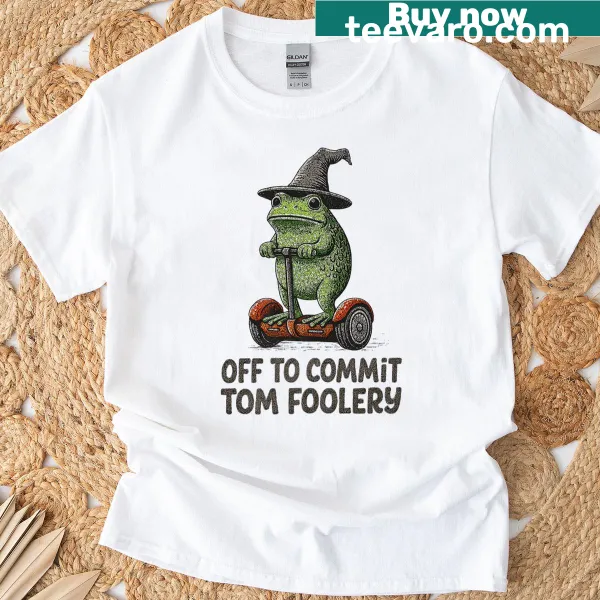 Illustration of a funny witch frog ready for mischief on T-shirt
