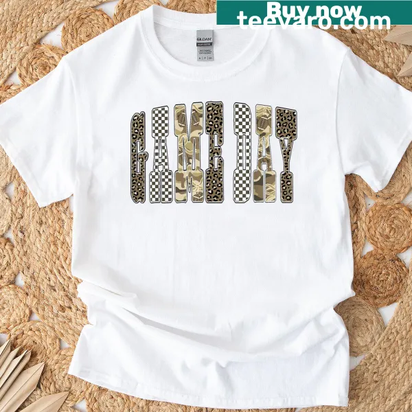 Illustration of football-themed leopard camo design on T-shirt