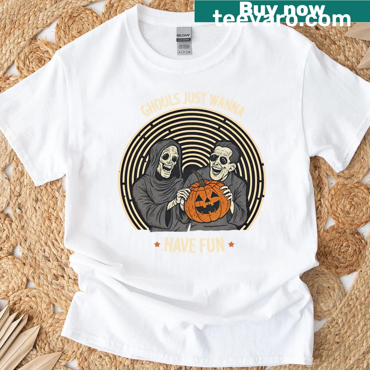 Halloween T-shirt with the quote 'Ghouls Just Wanna Have Fun' — on a men's t-shirt