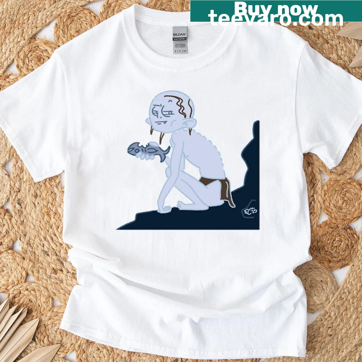 Gollum's suspicious expression captured in an engaging T-shirt design. — on a men's t-shirt