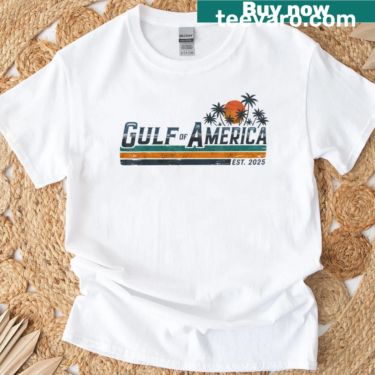 Scenic illustration of the Gulf of America on a t-shirt — on a men's t-shirt