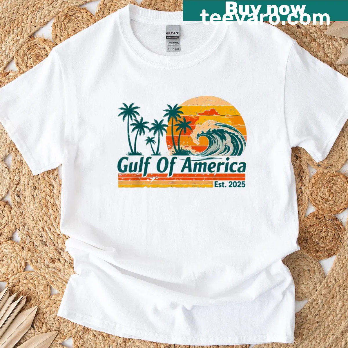 Retro Gulf Of America T-shirt with vintage patriotic design — on a men's t-shirt