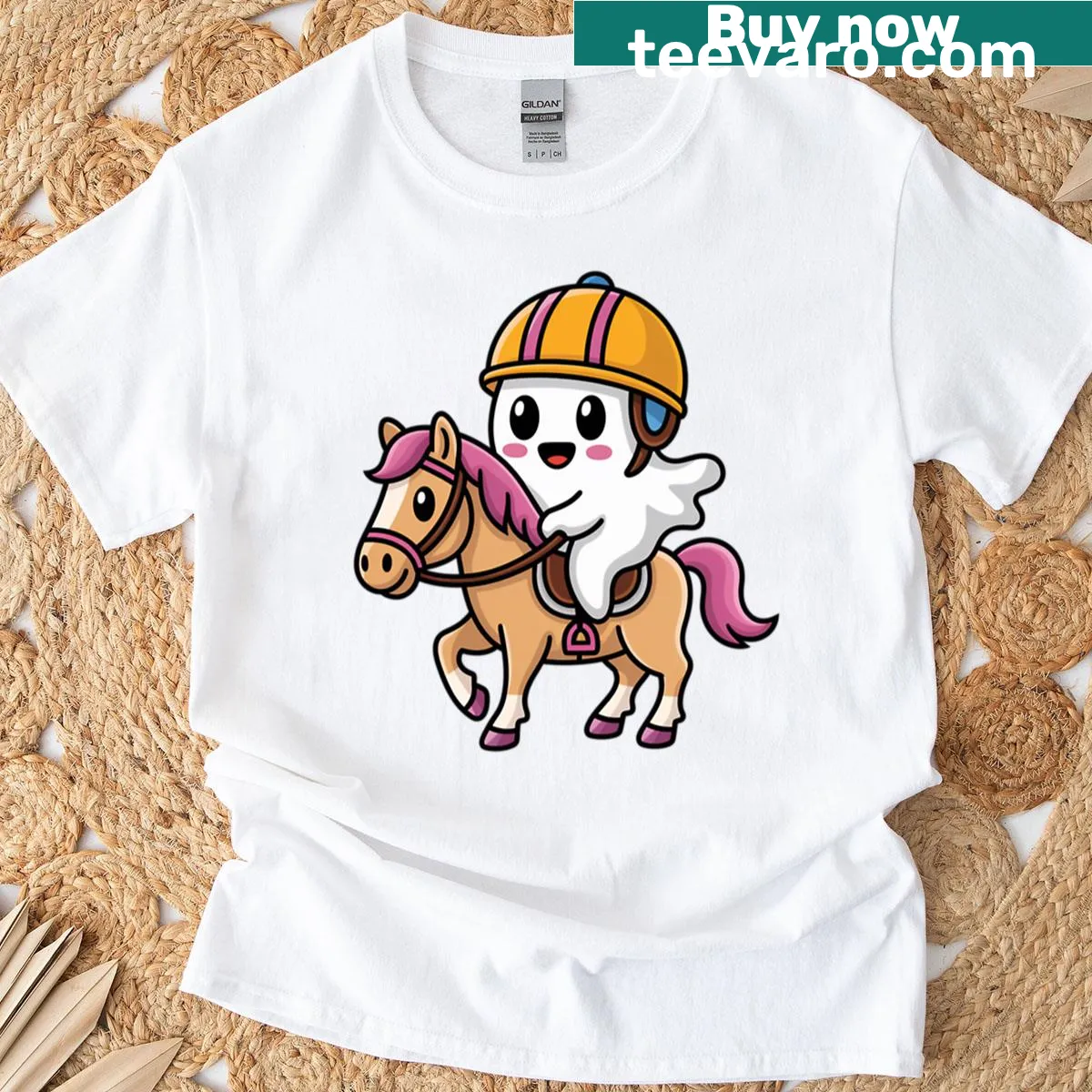 Ghost on horseback graphic on T-shirt — on a men's t-shirt