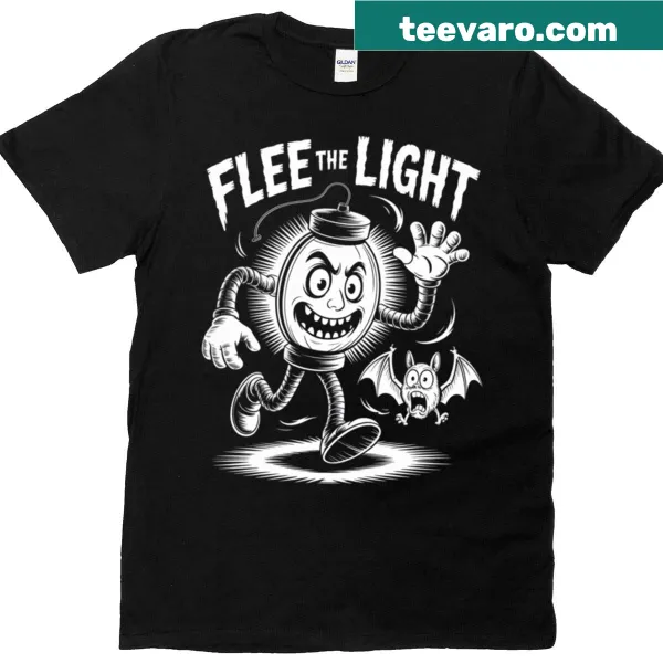 Haunted lantern graphic T-shirt with ghostly shadow design