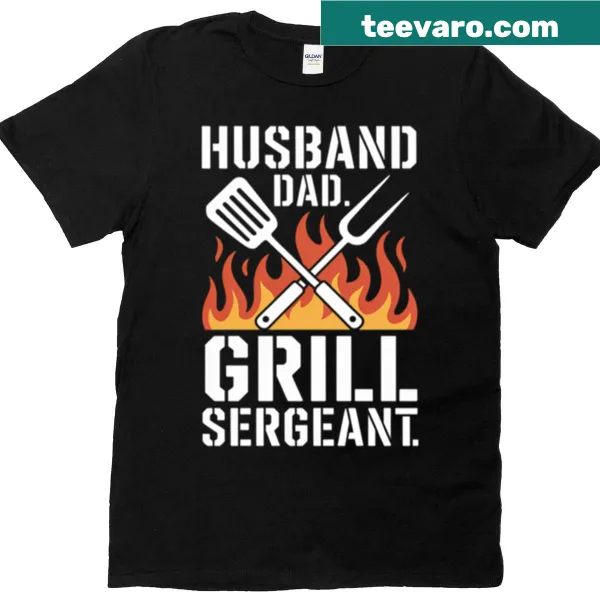 Illustration of a Grill Sergeant with spatula and flames on shirt