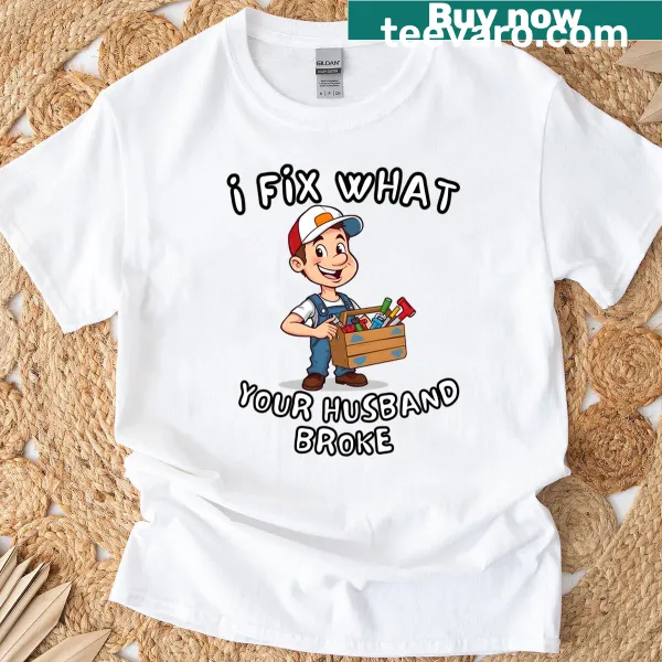 Funny handyman graphic with text on T-shirt