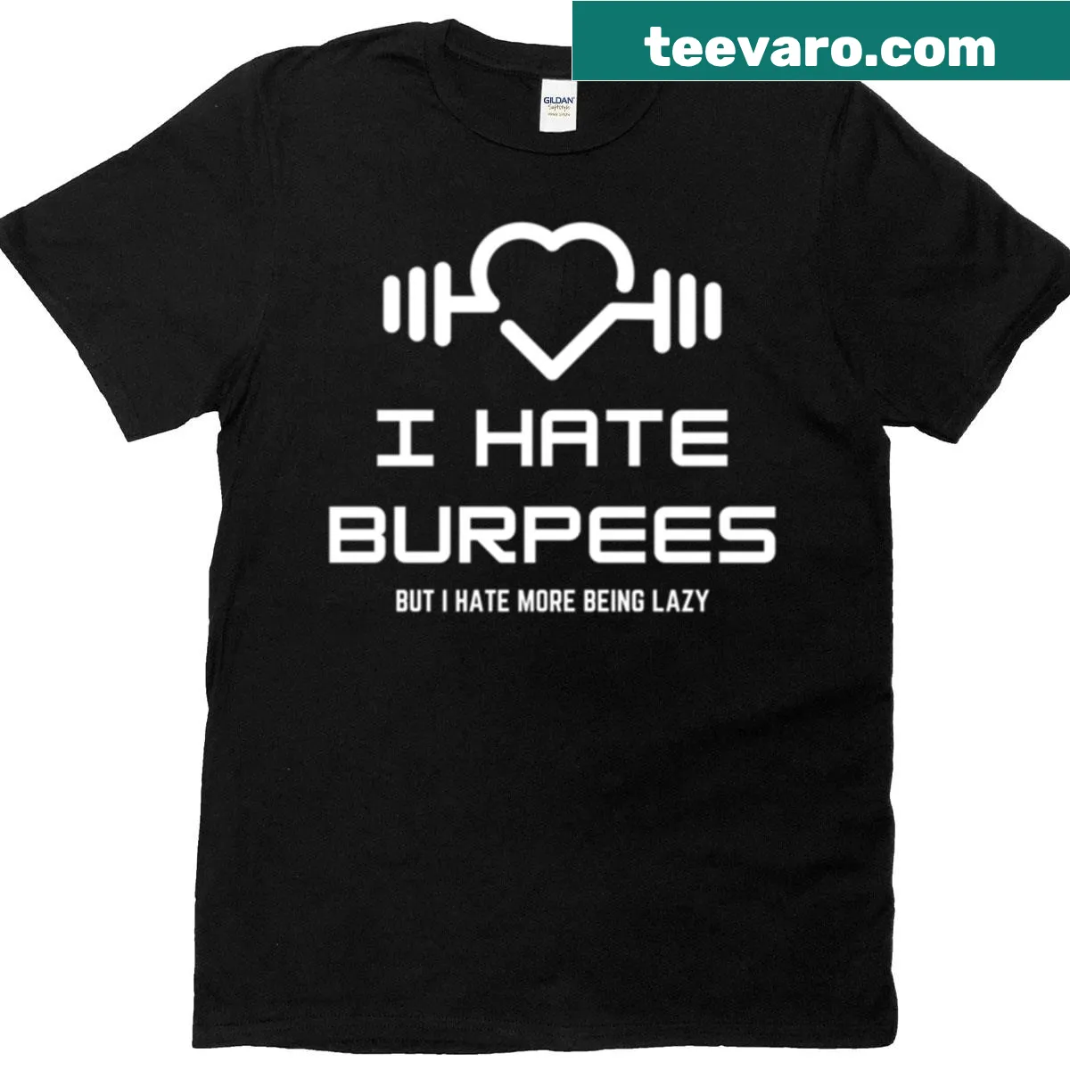 Funny t-shirt expressing dislike for burpees — on a men's t-shirt