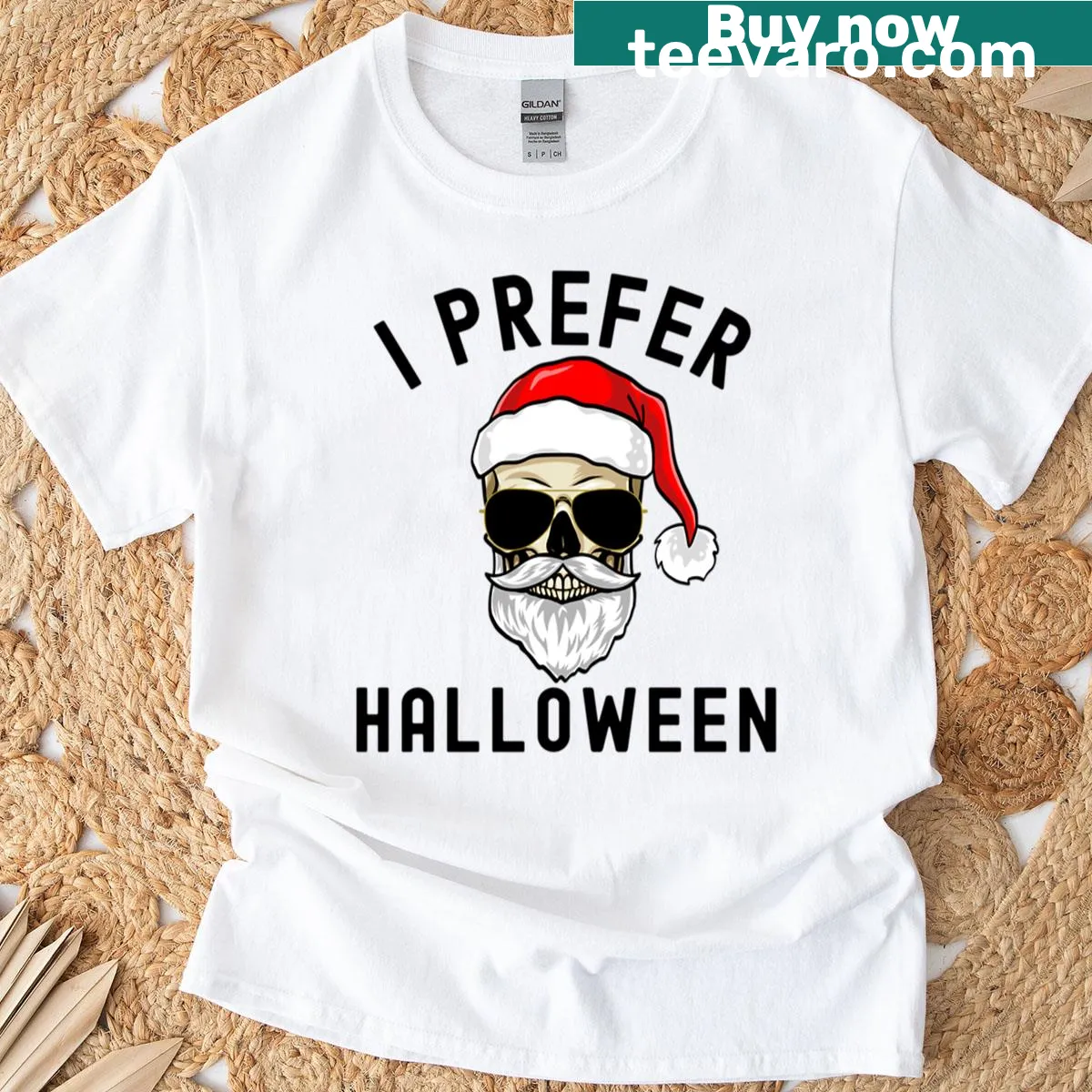 Oversized T-shirt with a humorous Santa skeleton design — on a men's t-shirt