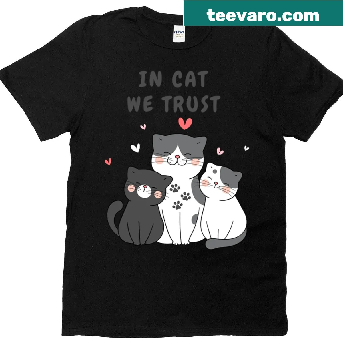 Funny 'In Cat We Trust' graphic T-shirt for cat lovers — on a men's t-shirt