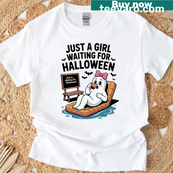 Cute ghost design t-shirt for kids waiting for Halloween
