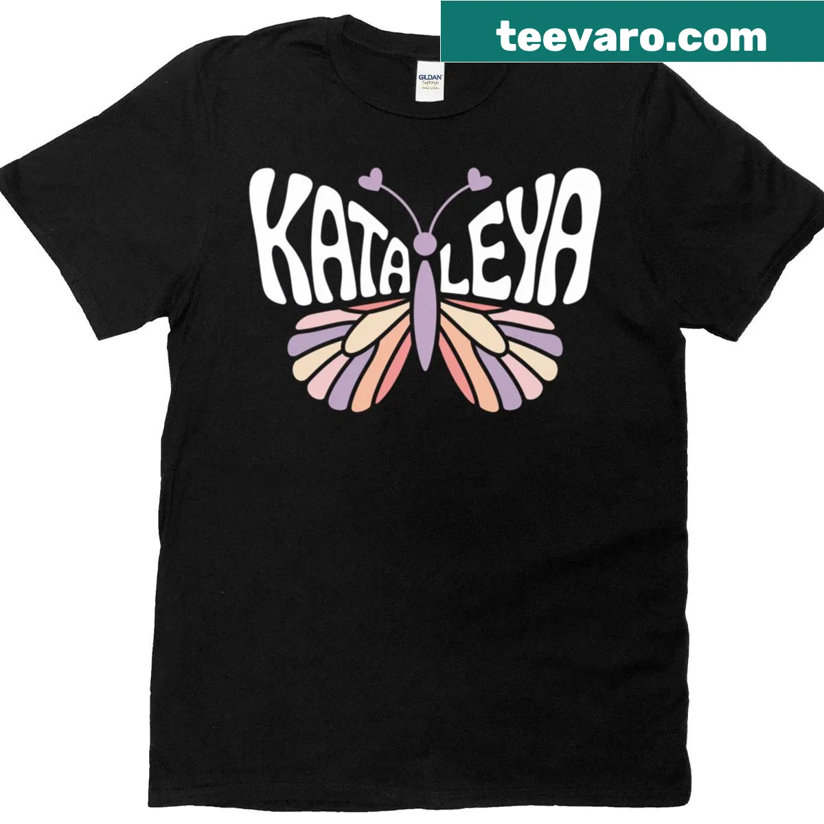 Personalized t-shirt with the name Kataleya and butterfly art. — on a men's t-shirt