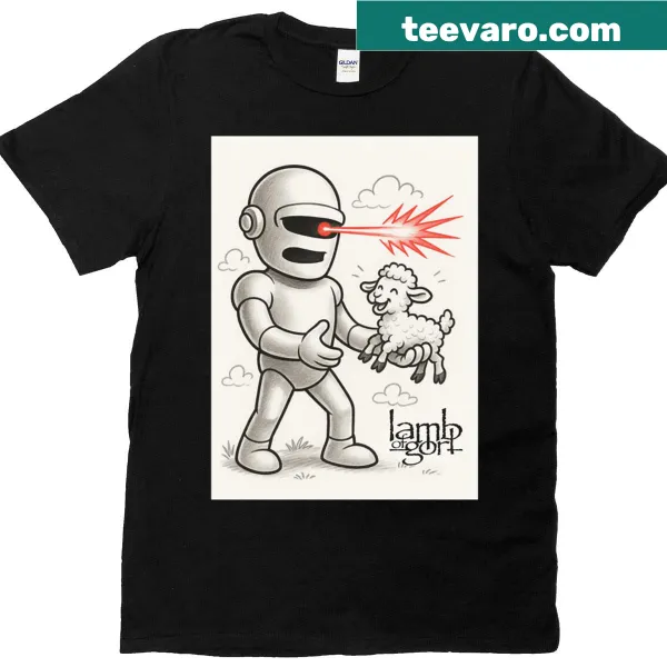 Boxy t-shirt with the phrase 'Lamb Of Gort' for casual wear.