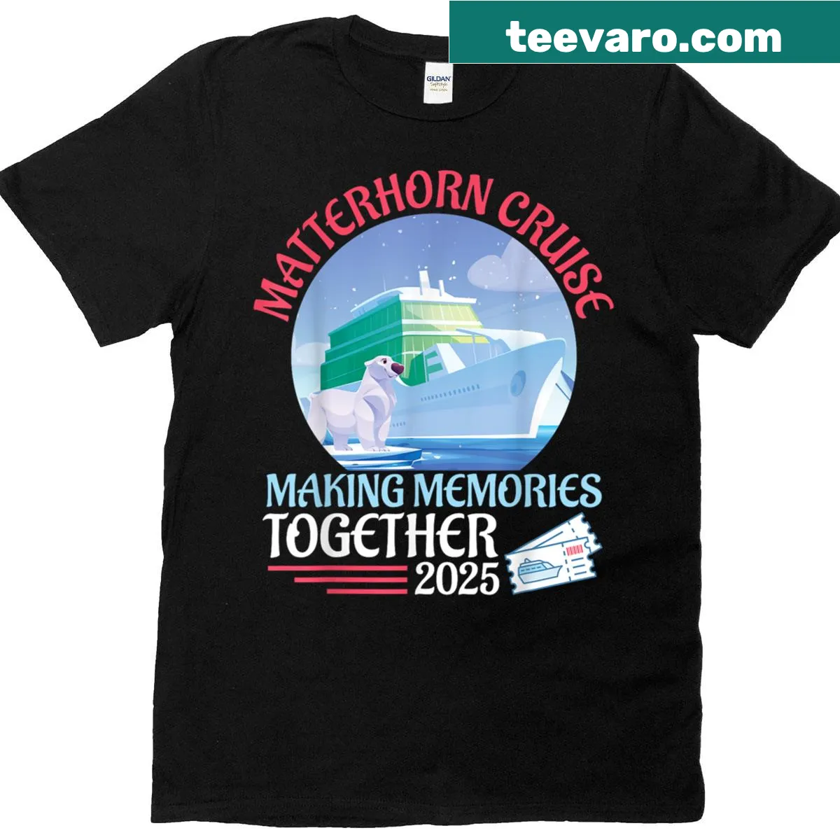 Matterhorn graphic with text celebrating summer memories on T-shirt — on a men's t-shirt