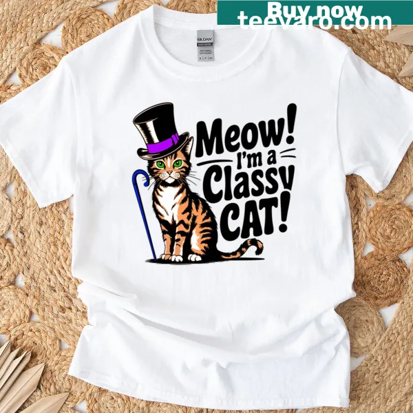 Cute t-shirt with a classy cat graphic