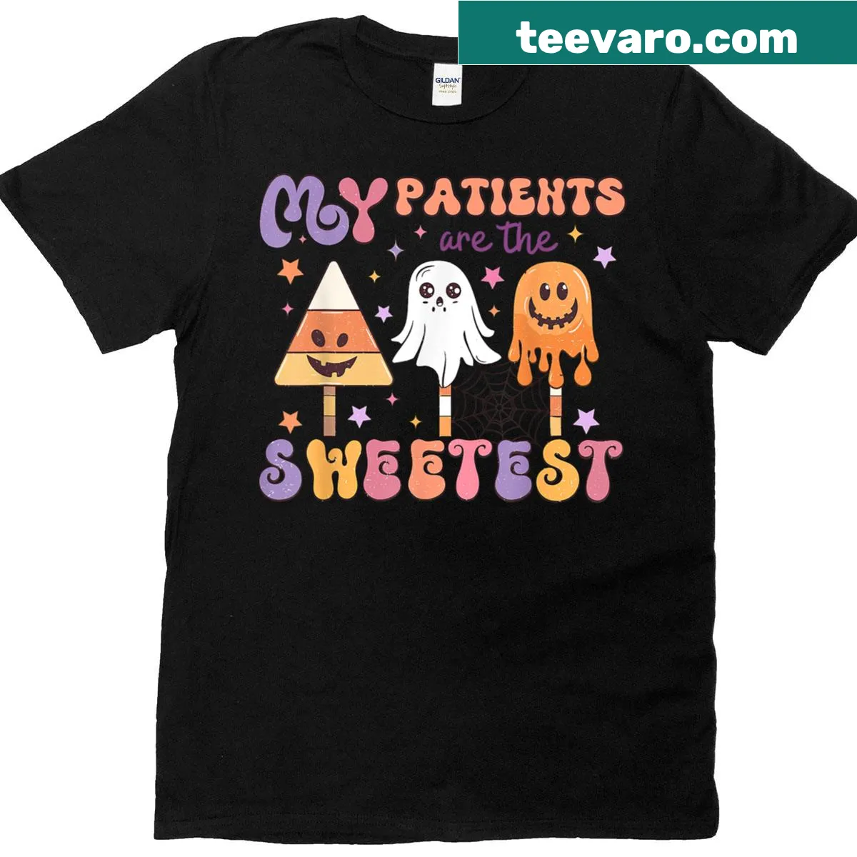 NICU nurse Halloween t-shirt with sweet patient text — on a men's t-shirt