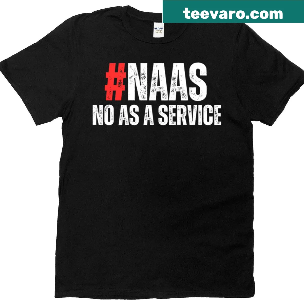 Funny programmer t-shirt with the phrase Naas No As A Service — on a men's t-shirt