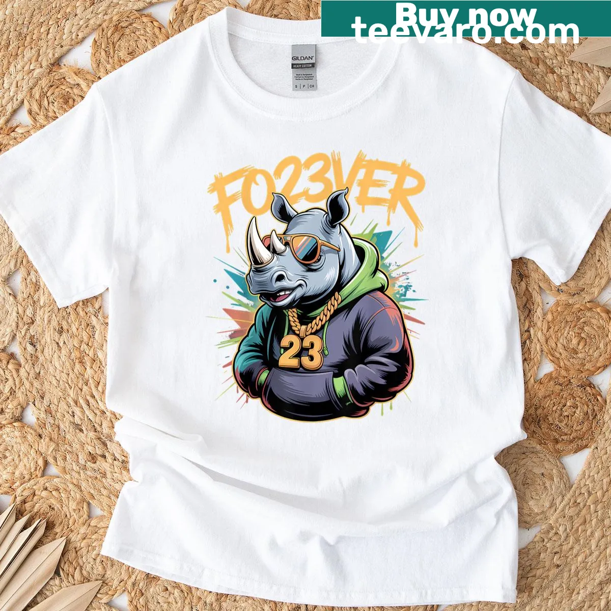 T-shirt featuring the phrase 'Number 23 Hip Hop Rhino' for music fans — on a men's t-shirt
