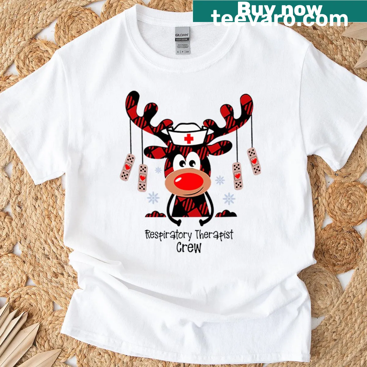 Funny reindeer graphic for respiratory therapists on an oversized T-shirt — on a men's t-shirt