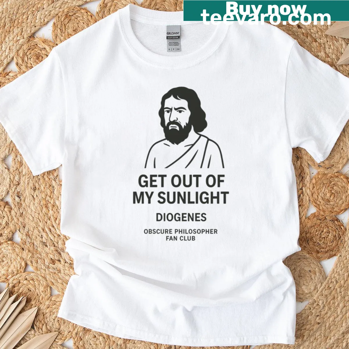 Vintage-style t-shirt featuring Diogenes and humor about philosophy — on a men's t-shirt