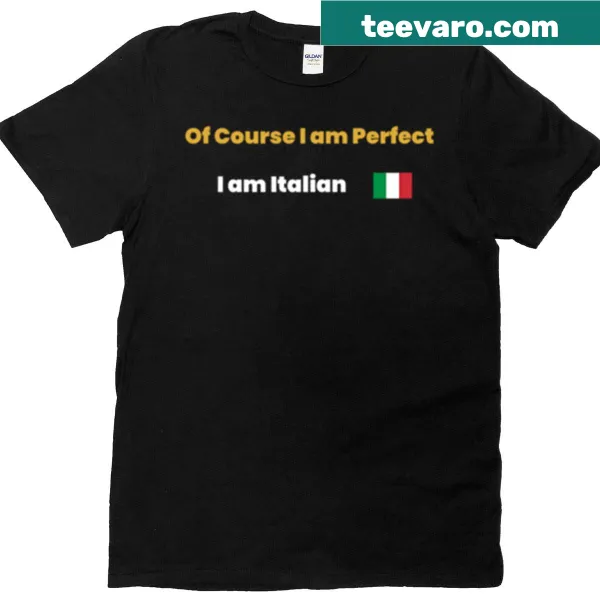 Proud Italian-themed T-shirt with text declaring perfection