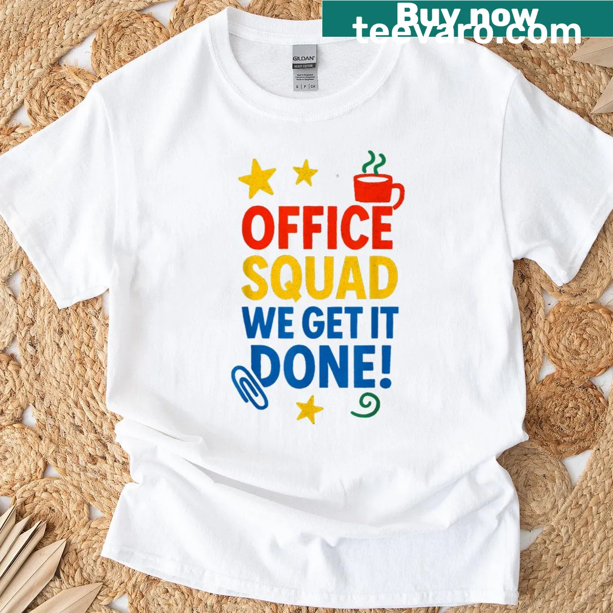Inspirational back-to-school T-shirt with 'Office Squad' graphic — on a men's t-shirt