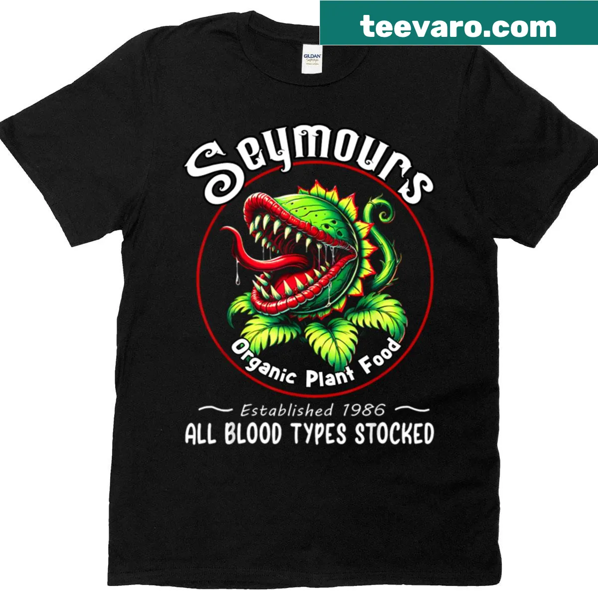 Retro humor illustration T-shirt about organic plant food — on a men's t-shirt