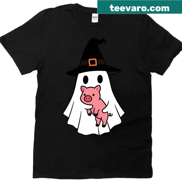 Cute pig in a witch hat Halloween t-shirt for kids
