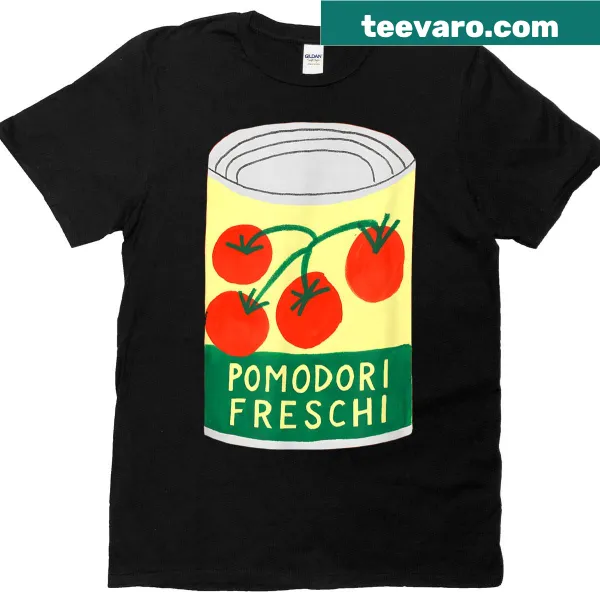 Cute tomato graphic on an Italian garden design t-shirt