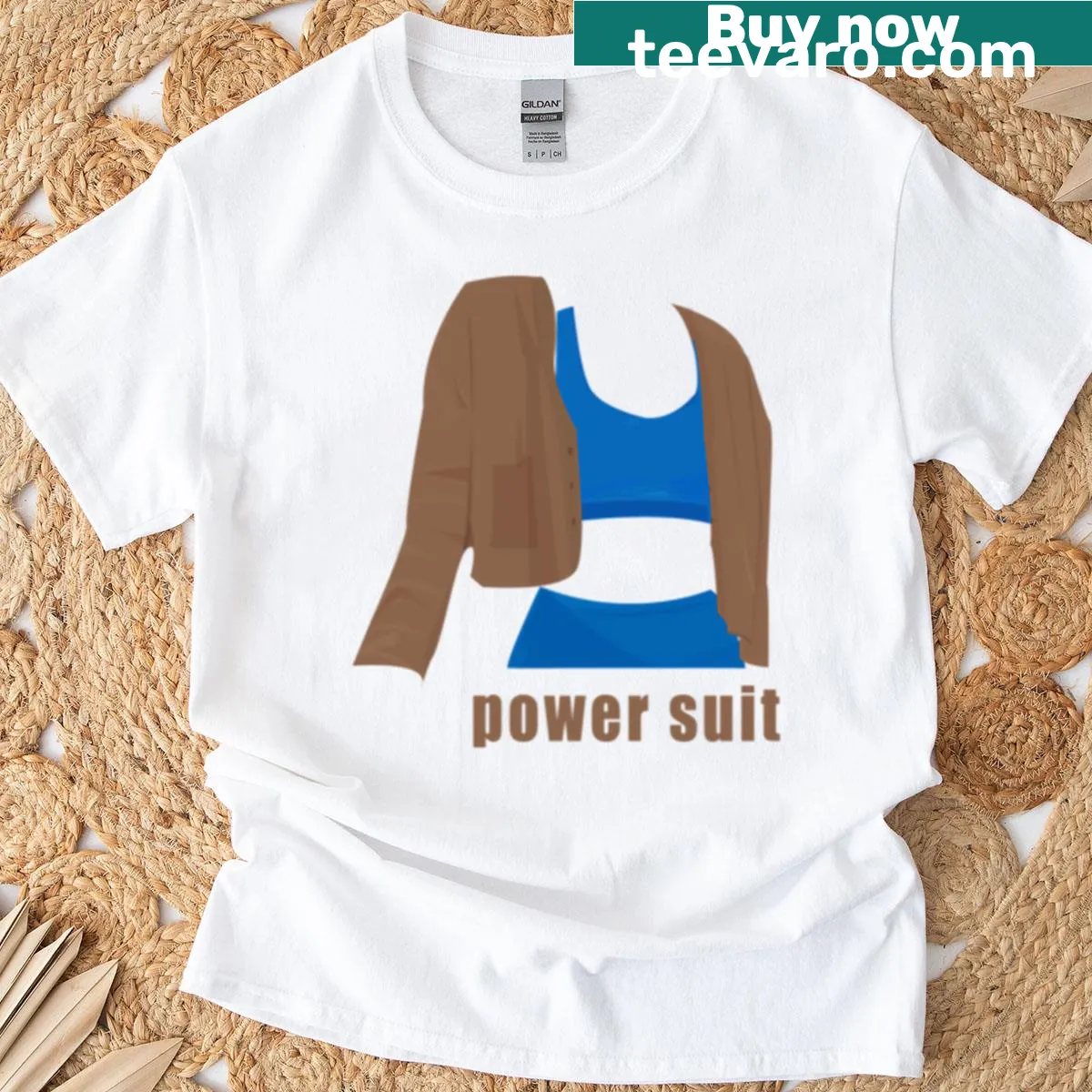 T-shirt with a 'Power Suit' badge graphic tailored for teachers — on a men's t-shirt