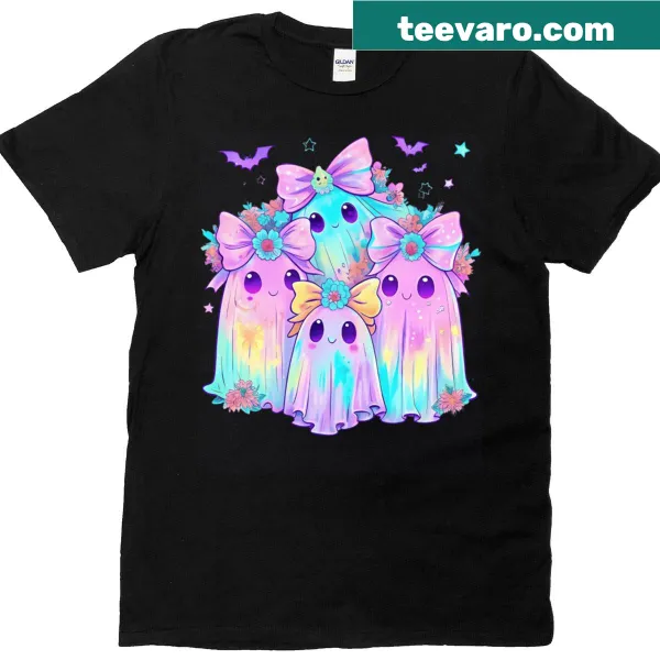 Cute ghost with bow Halloween t-shirt for kids