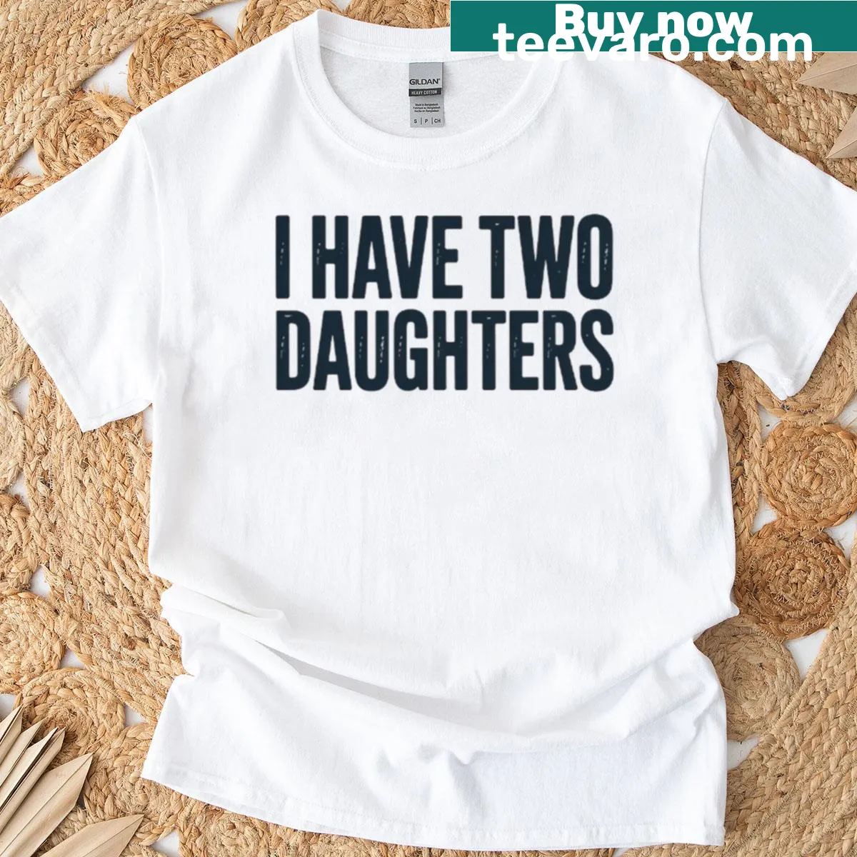 Proud Parent t-shirt with typography celebrating having two daughters — on a men's t-shirt