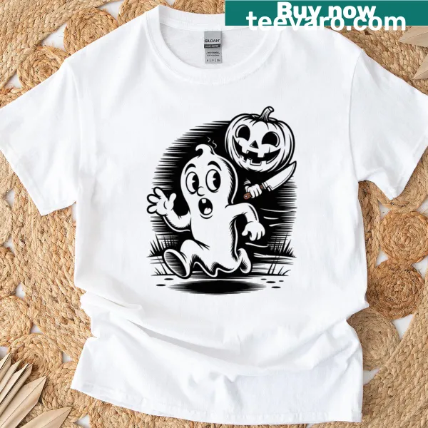 Playful pumpkin illustration on a festive Halloween t-shirt