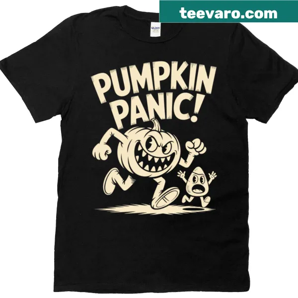 Oversized t-shirt with a whimsical pumpkin graphic and text 'Pumpkin With A Plan'
