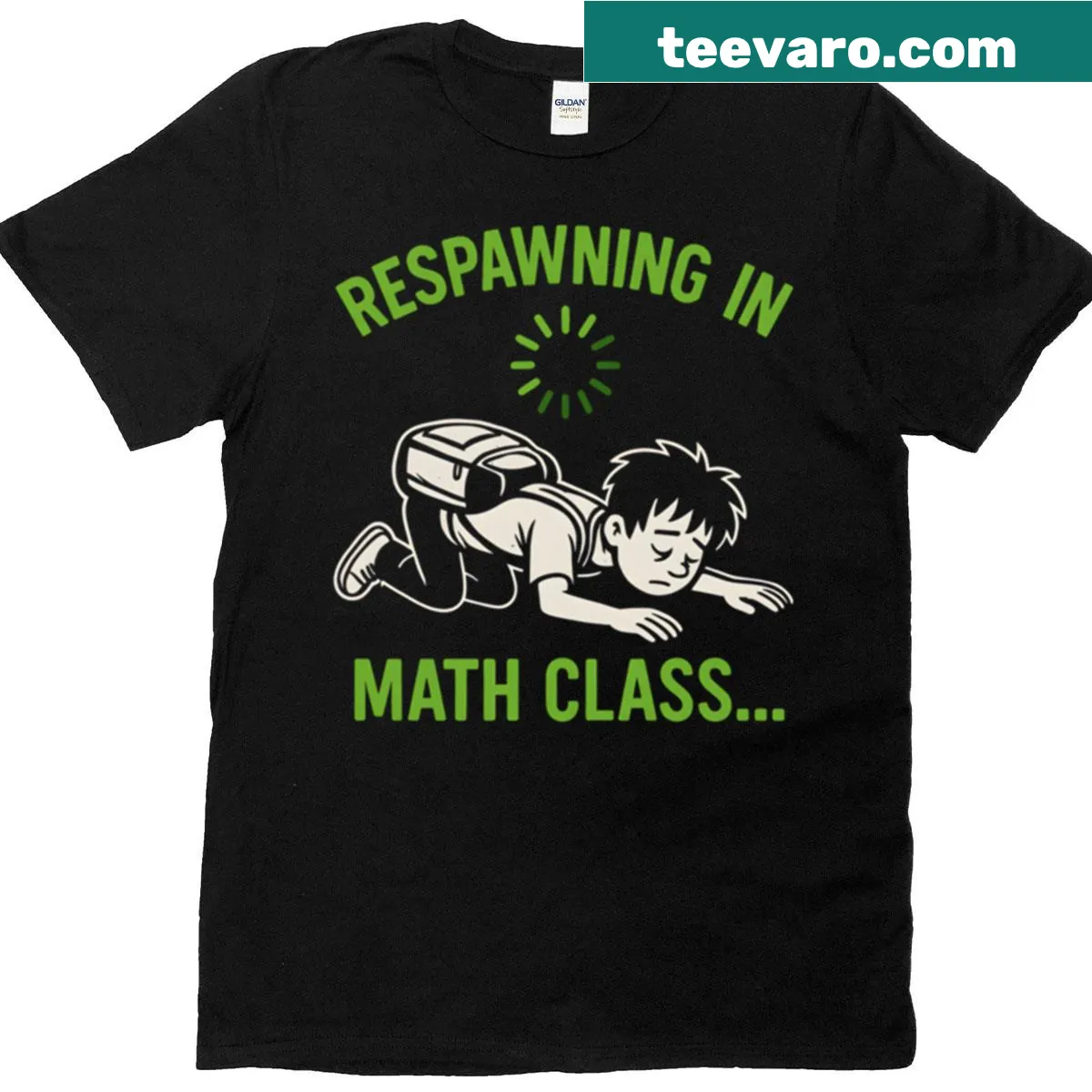 Funny T-shirt about respawning in math class for students — on a men's t-shirt