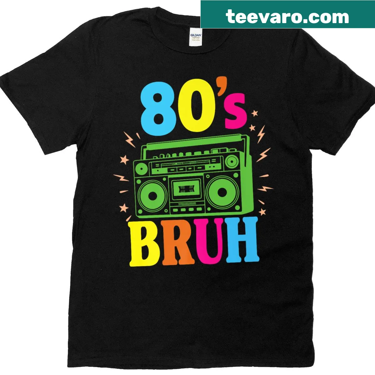 Retro 80s T-shirt for boys featuring playful graphic design — on a men's t-shirt