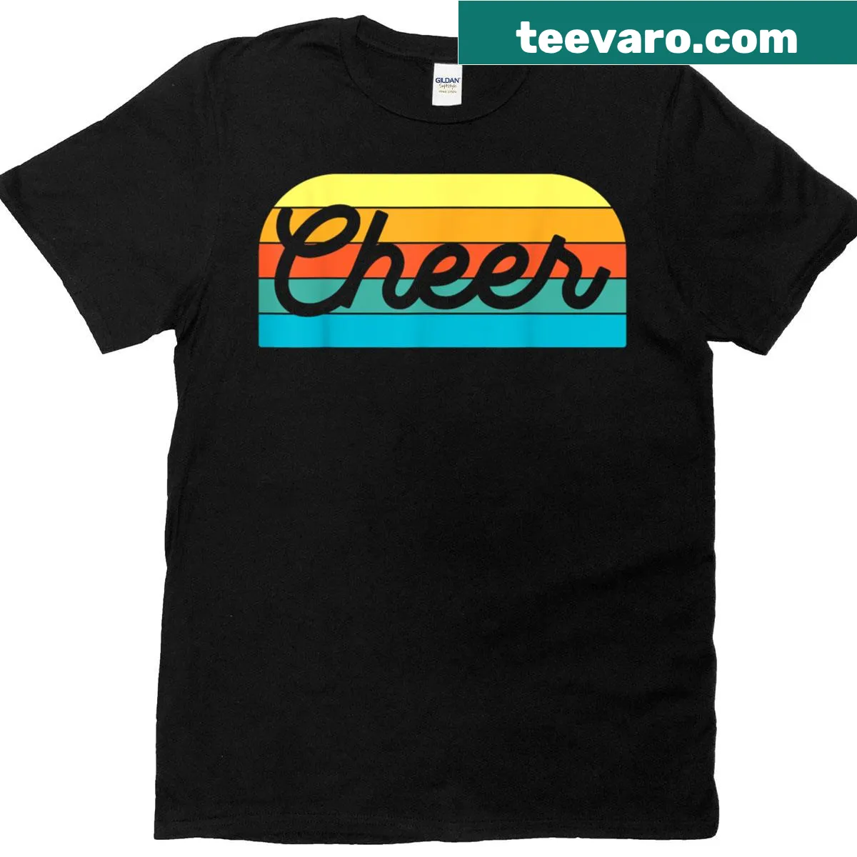 Retro cheerleading shirt for youth featuring playful graphics — on a men's t-shirt