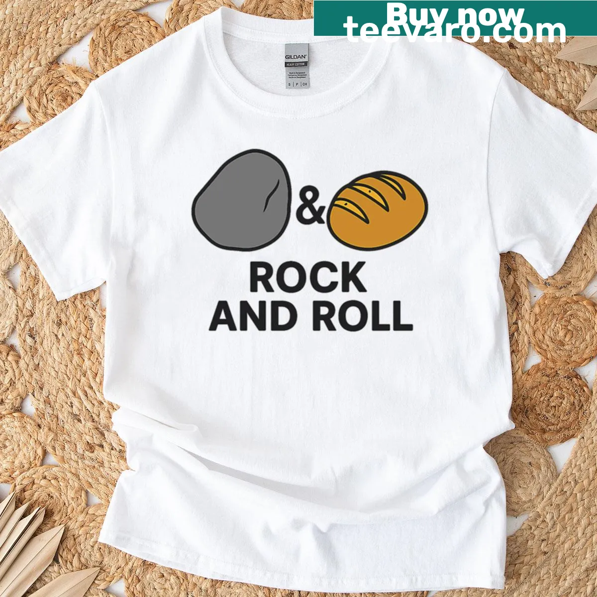 Playful music-themed oversized t-shirt with visual pun design — on a men's t-shirt