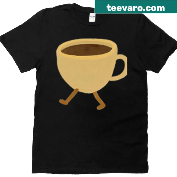 Oversized T-shirt with a coffee cup graphic and playful text