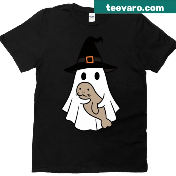 Whimsical sea lion as a ghost in a witch hat