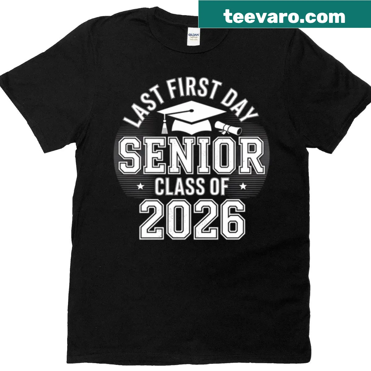 Senior Class Of 2026 graduation oversized t-shirt with bold typography — on a men's t-shirt
