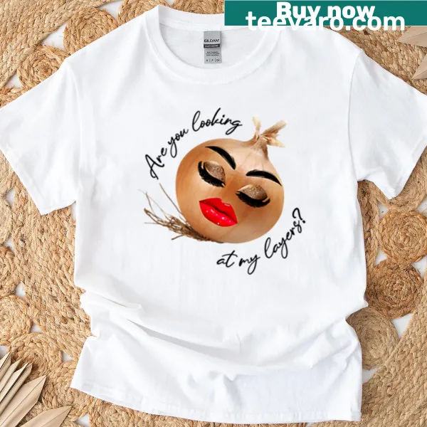 Illustration of Shrek with onion layers phrase on a t-shirt